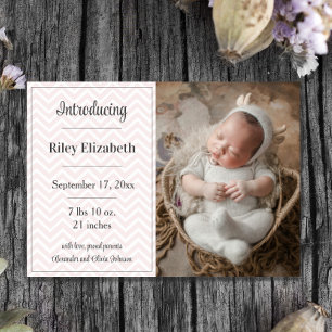 Faire-part de naissance photo Pink Chevron
