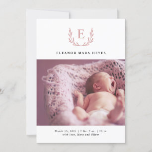 Faire-part de naissance photo Pink Folift Wreath