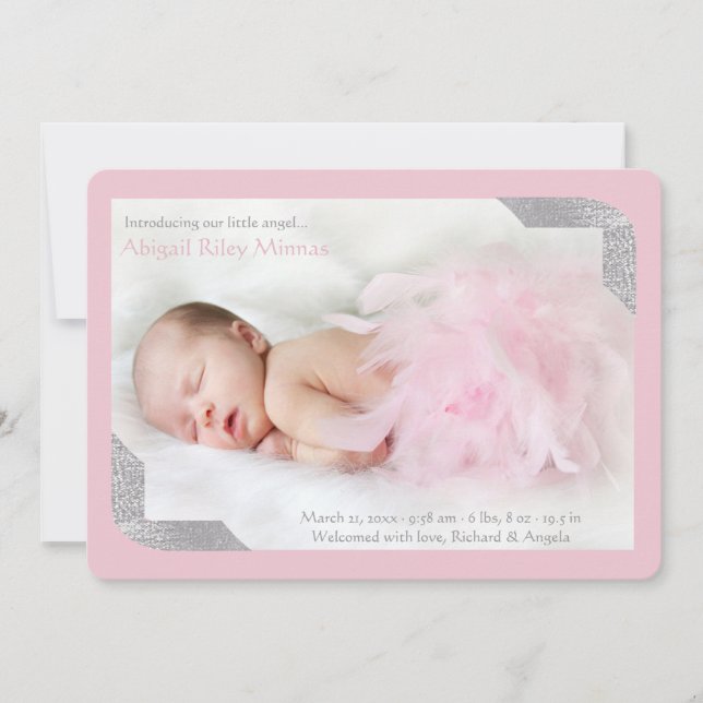 Faire-part de naissance photo Pk Silver Shimmer Co (Devant)