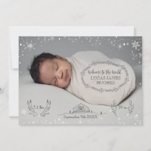 Faire-part de naissance photo pour bébé de neige d