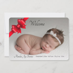 Faire-part de naissance photo Red Ribbon