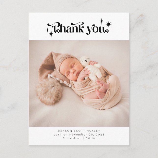 Faire-part de naissance photo Retro Merci Baby (Devant)