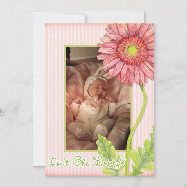 Faire-part de naissance photo rose Gerbera Daisy (Devant)