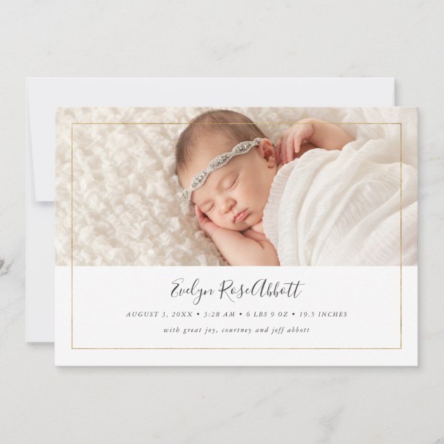 Faire-part de naissance photo Shimmer (Devant)