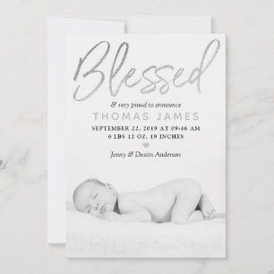 faire-part de naissance photo Silver Foil "béni"
