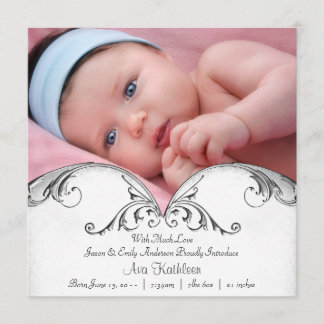Faire-part de naissance photo Silver White Baby Gi