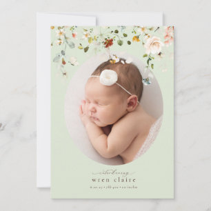 Faire-part de naissance photo simple Fleur sauvage