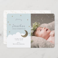 Faire-part de naissance photo Stars & Moon Blue Bo