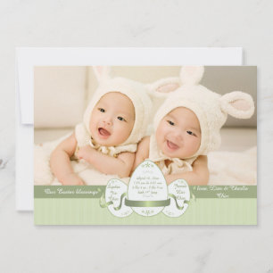 Faire-part de naissance photo trois vert de Pâques