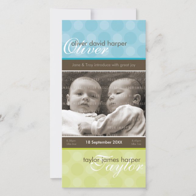 Faire-part de naissance PHOTO TWINS :: harmonie 3P (Devant)