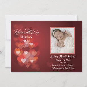 Faire-part de naissance photo Valentine Hearts