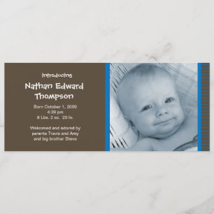 Faire-part de naissance - Pinces bleues et Brown
