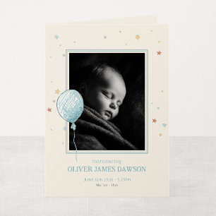 Faire-part de naissance plié Balloon Daydream 5x7