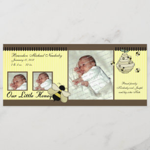 Faire-part de naissance pour bébé d'abeille de mie