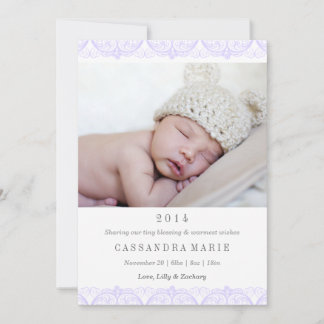 Faire-part de naissance Purple Lace