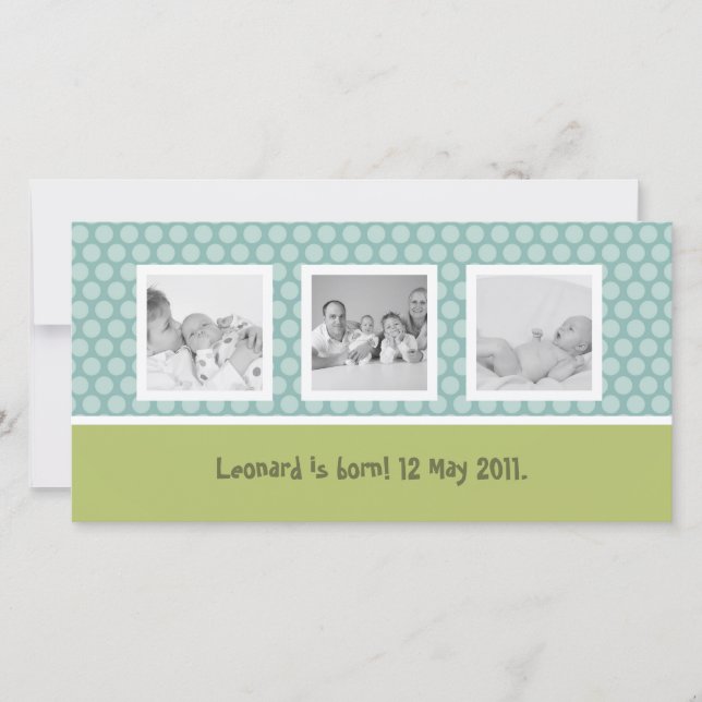 Faire-part de naissance rapide avec pois mignons (Devant)