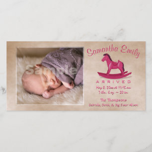 Faire-part de naissance rocheuse rose