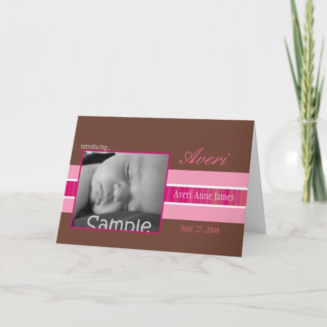 Faire-part de naissance rose (Devant)