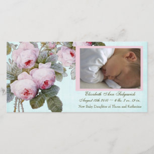 Faire-part de naissance rose de l'anglais pour le