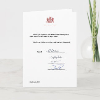 Faire-part de naissance royal