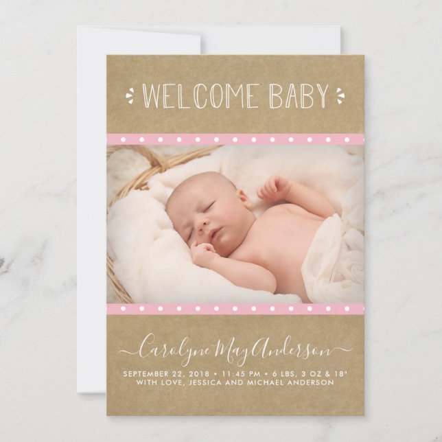 Faire-part de naissance Russe Kraft (Devant)