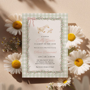 Faire-Part de Naissance Silly Goose Vert Gingham R