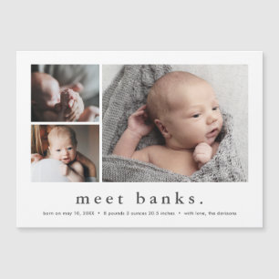 Faire-part de naissance simple avec 3 photos pour 