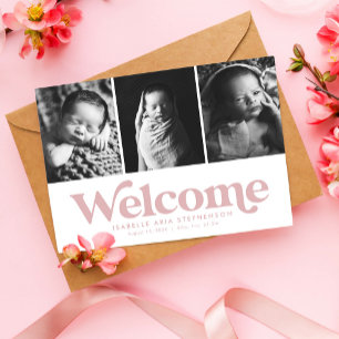 Faire-part de naissance simple avec trois photos r