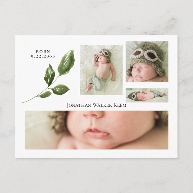 Faire-part de naissance simple collage photo (Devant)
