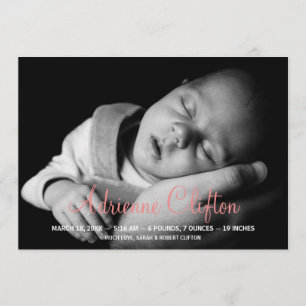 Faire-part de naissance simplement rose pur de