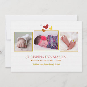 Faire-part de naissance sincère de photo