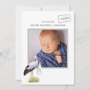 Faire-part de naissance Stork Aquarelle Recto-Ve