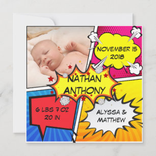 Faire-part de naissance Superhero du livre de band