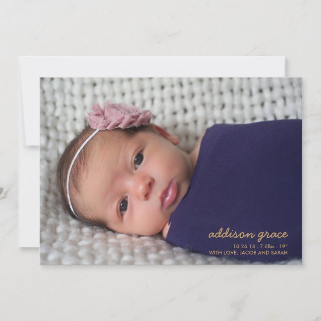 FAIRE-PART DE NAISSANCE SWEET HELLO // Faux Gold F (Devant)