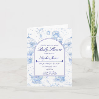Faire-part de naissance Toile de Jouy bleue
