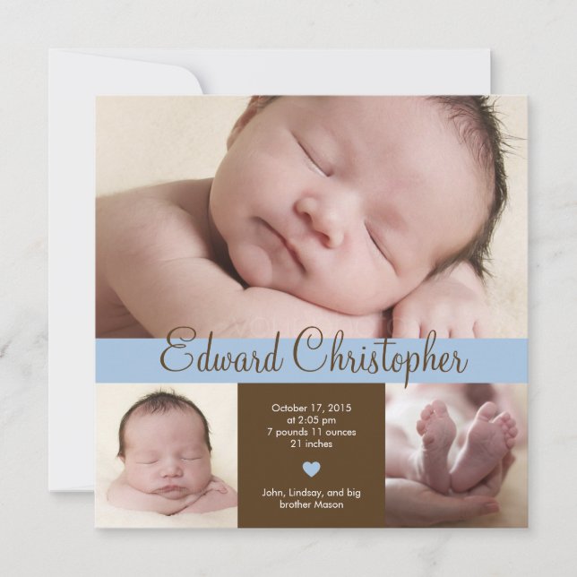 Faire-part de naissance tout simplement précieux - (Devant)