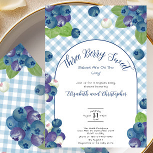Faire-part de Naissance Triplés Berry Sweet Blue G