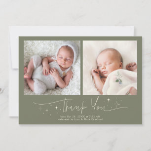 Faire-part de naissance vert sauge sage Merci Scri