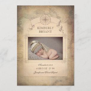 Faire-part de naissance vintage de bébé de photo