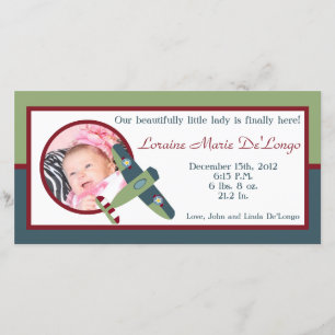 Faire-part de naissance vintage de photo d'avion