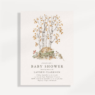 Faire-part de naissance vintage faon de la forêt