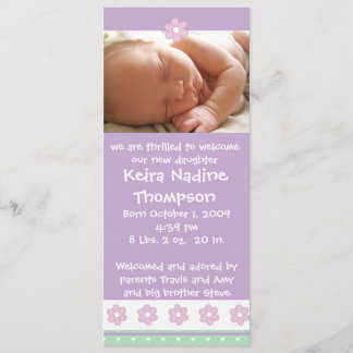 Faire-part de naissance - Violet/Vert/Rose