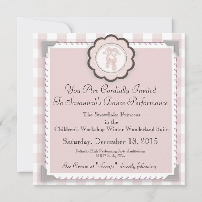 Faire-part de performances de ballet personnalisé  (Devant)