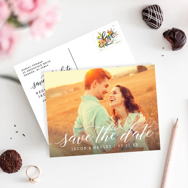 Faire-part de photo de mariage en calligraphie mod (Créateur téléchargé)