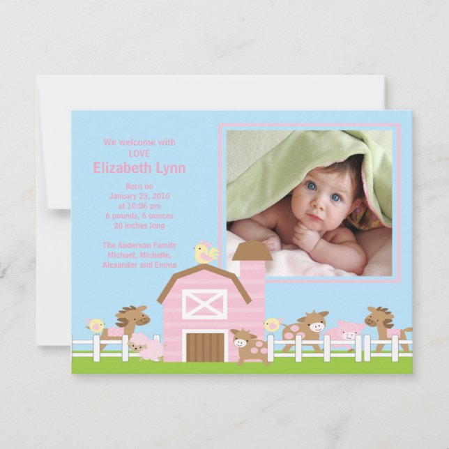 Faire-part de photo de naissance de bébé d'animal (Devant)