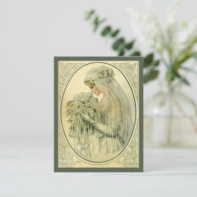 Faire-part de portrait de mariage de mariée vintag (Debout devant)