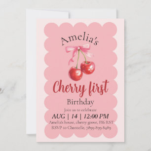 Faire-part de premier anniversaire Cherry pour fil