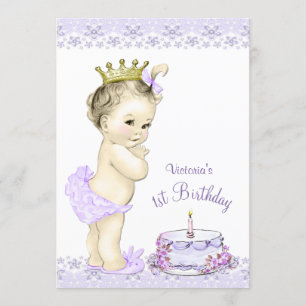 Faire-part de premier anniversaire lavande pour fi