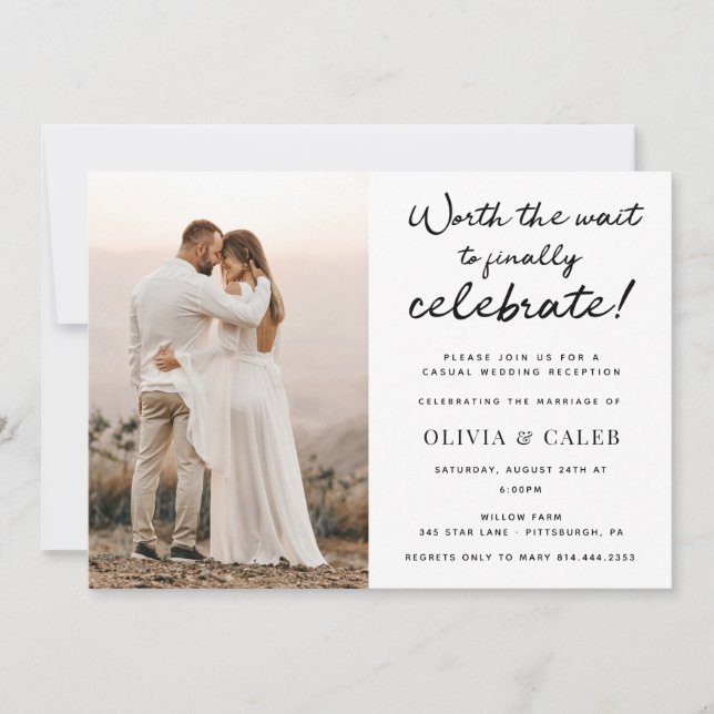 Faire-part de réception de mariage : Ça valait la  (Devant)