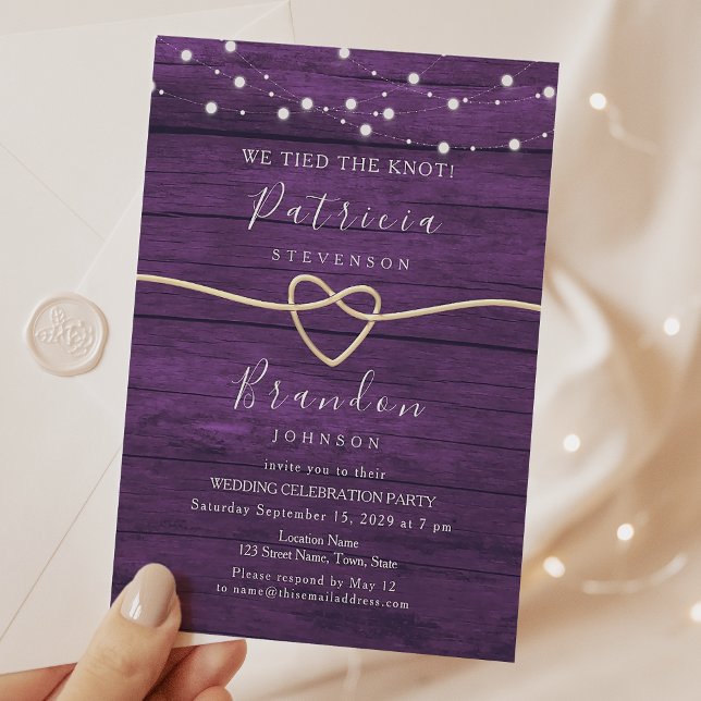 Faire-part de réception de mariage en bois violet  (Créateur téléchargé)